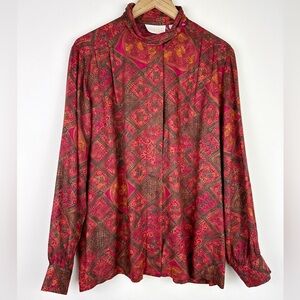 Pendleton Vintage 80's Colorful High-Neck Blouse